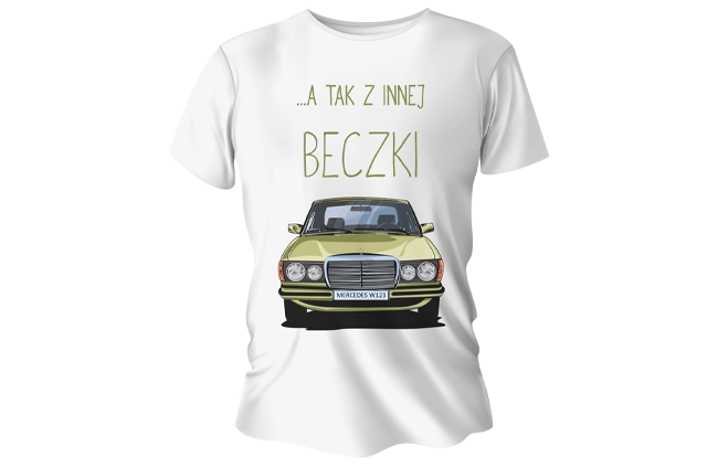 Mercedes beczka W124 ilustracja - plakat motoryzacyjny w kolorze - Idea For Design