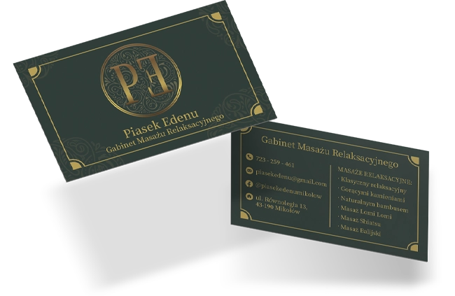 logo gabinetu masażu - wizytówka z logo - Piasek Edenu