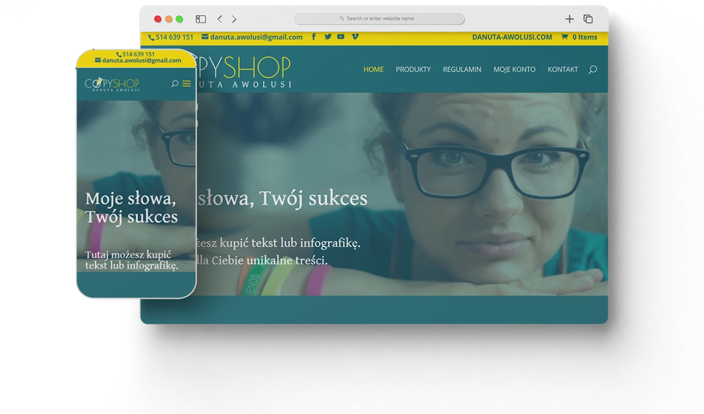 Sklep copywritera - sekcja usług i infografik - Danuta Awolusi