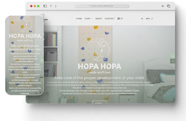 Sklep WooCommerce Montessori - strona główna - Hopa Hopa
