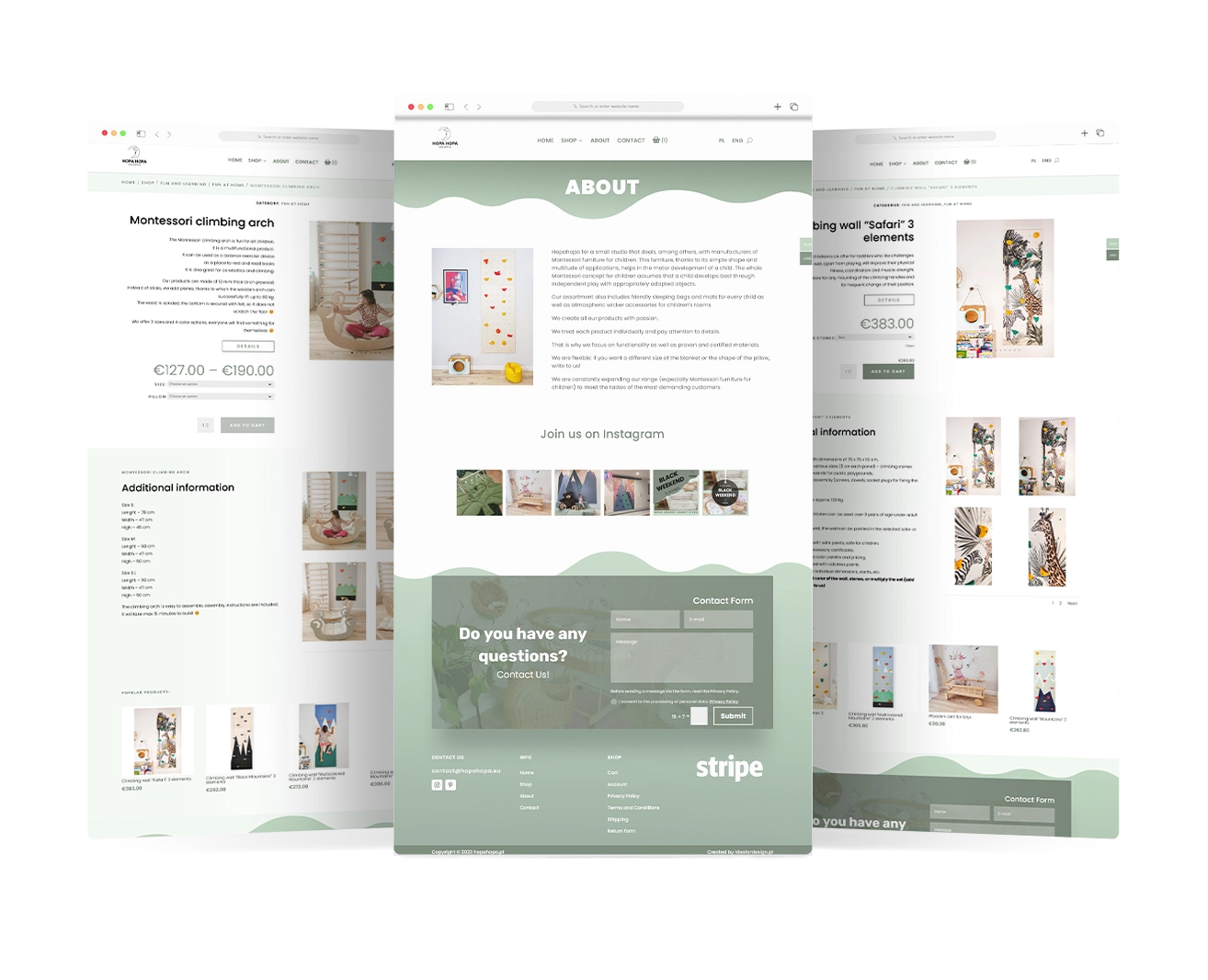 Sklep WooCommerce Montessori - prezentacja na ekranach - Hopa Hopa