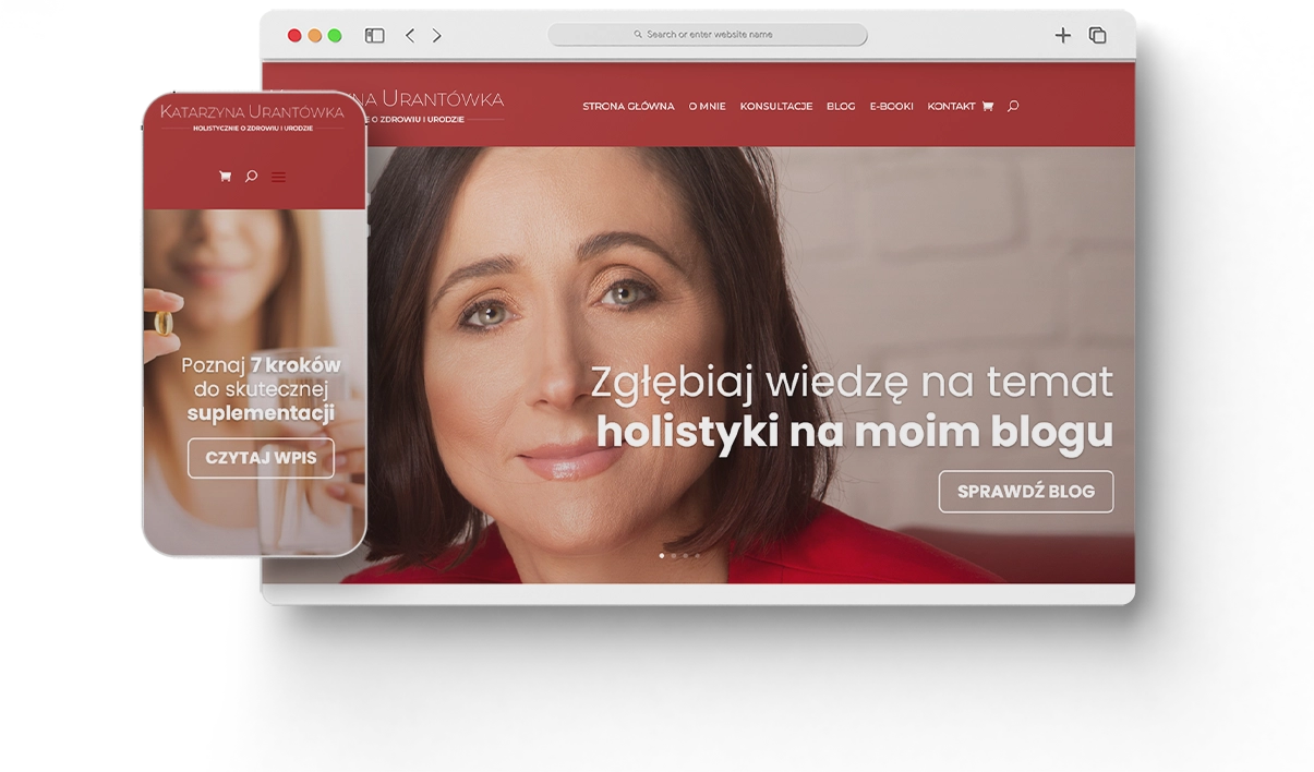 Blog i sklep holistyczny - widok mobilny i desktopowy - Katarzyna Urantówka