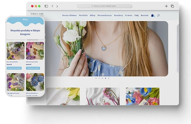 Sklep z biżuterią z żywicy - strona główna z produktami - Żywica Vibe