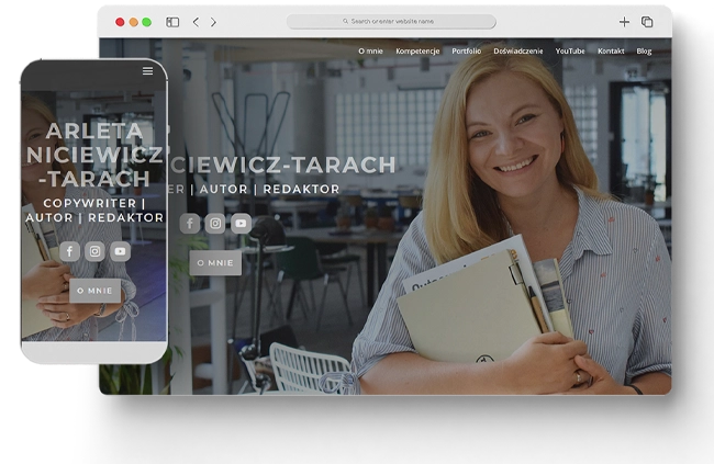 Strona copywritera - widok strony głównej - Arleta Niciewicz-Tarach