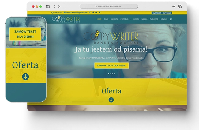 Strona copywritera - widok strony głównej - Danuta Awolusi