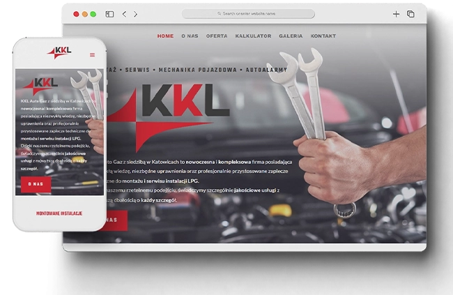 Strona internetowa autogaz - widok strony głównej - KKL AutoGaz