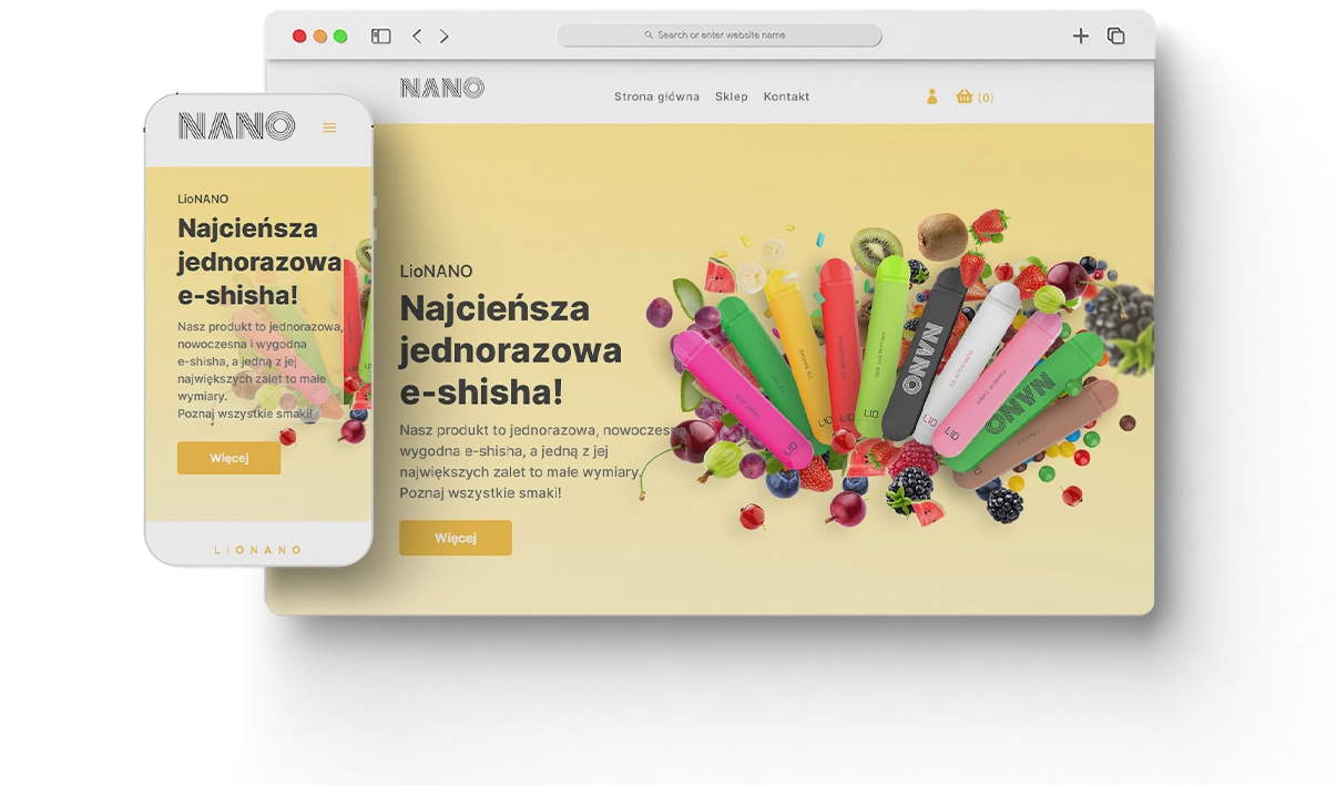 Hurtownia internetowa WooCommerce - układ na ekranie desktopowym - LioNANO