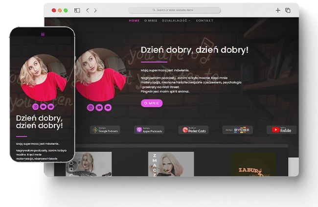 Strona dla podcastera - widok strony głównej - Małgosia Zmaczyńska