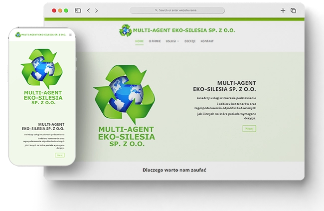Kontenery strona internetowa - widok strony głównej - Multi-Agent Eko-Silesia