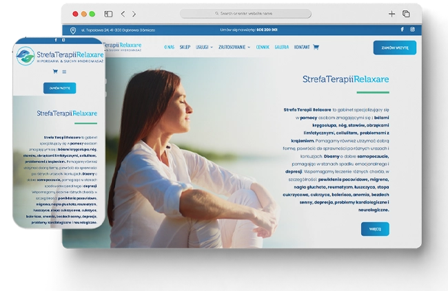 Gabinet terapii - widok strony głównej - Relaxare